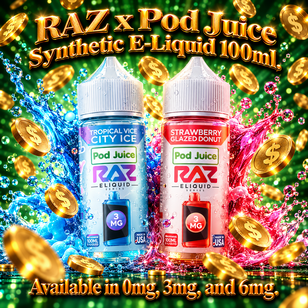RAZ x Pod Juice Synthetic E-Liquid 100ml